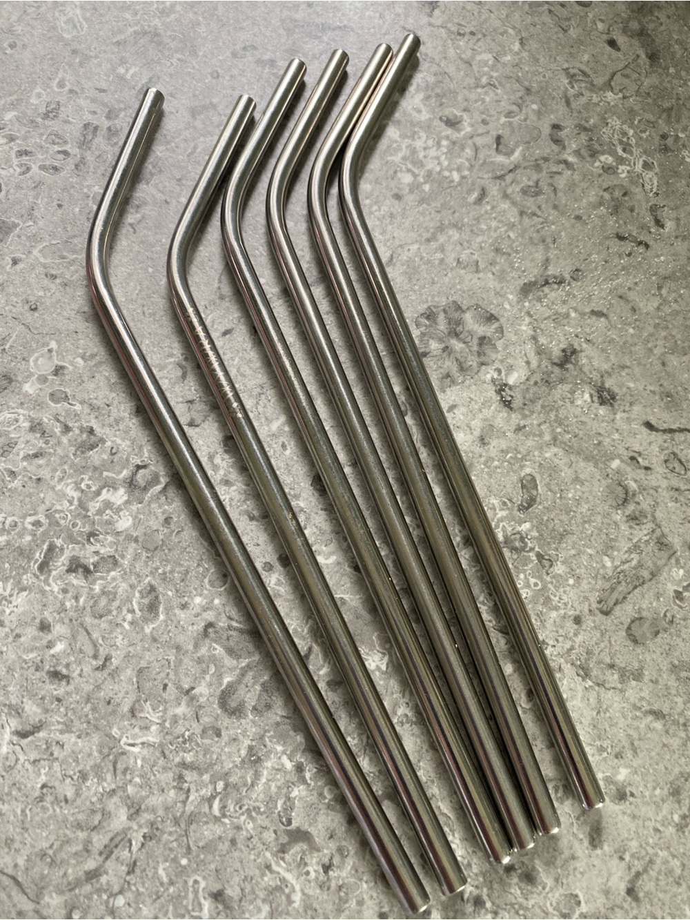FREE with any purchase Set of 6 Stainless Steel Bent Drinking Straws - Silver